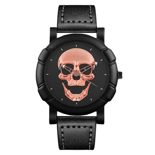 Kända märke för män Skallemönster watch 2022 Mode Casual Läderrem Militärsportarmbandsur Analog klocka Relogio Black Leather