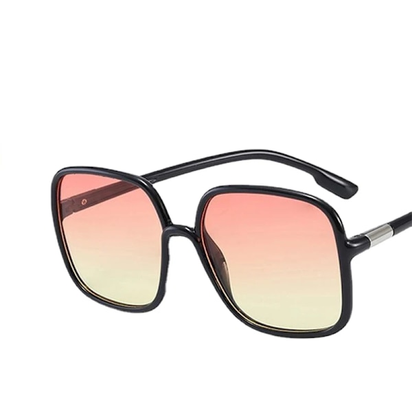 Nya överdimensionerade fyrkantiga solglasögon Mode fyrkantiga damglasögon Herr utomhuskörning Solskyddsglasögon UV400 Gafas De Sol Black and yellow As Picture