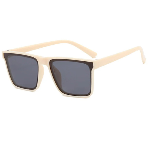 Plastbåge för män Glasögon Fyrkantiga solglasögon Solglasögon för män Svart PU-väska Oculos UV400 Beige Other