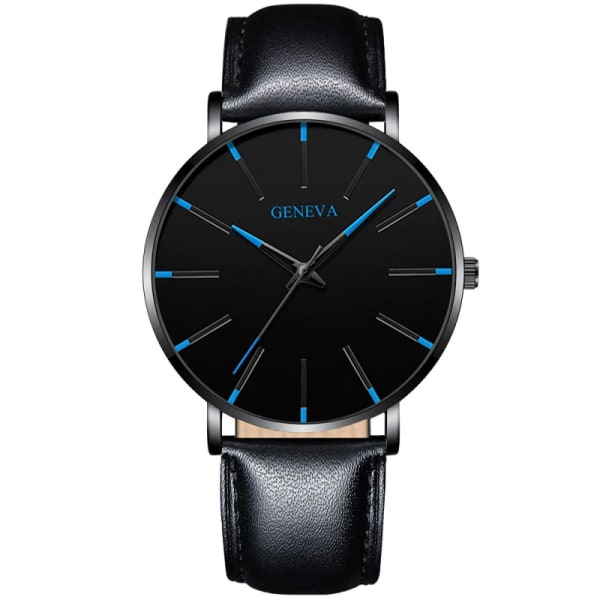 2023 Geneva Minimalist Watch Herr Ultra Tunn Blå Rostfritt stål Mesh bälteklockor Man Business Casual Quartz Watch L Black Blue