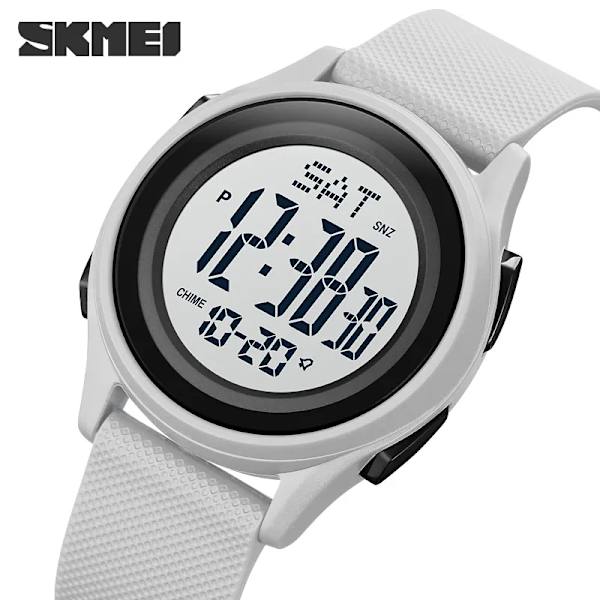 SKMEI Japan Digital rörelse Sportklocka Herr Watch Herr Vattentät stoppur Väckarklocka Relogio Masculino White