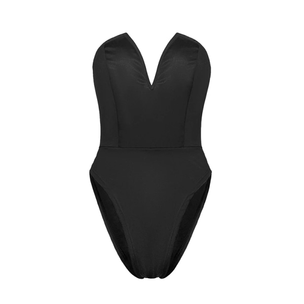 Body Shapewear Djup V-hals Body Shaper Stringformare Waist Trainer Push Up Bantning Korsett Topp ClubWear För kvinnor Black S