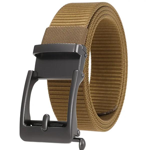 Nylon läderbälte för män Nytt tandlöst bälte med spänne hane midjeband Bredd: 3,5 cm Längd: 120 cm khaki 115CM