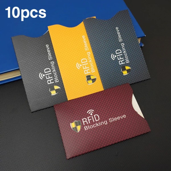 10st förtjockat bestruket papper Kreditkortshållare RFID-blockeringshylsa Stöldskyddsskydd Cover Aluminiumfolie ID case Wine red- 5pc