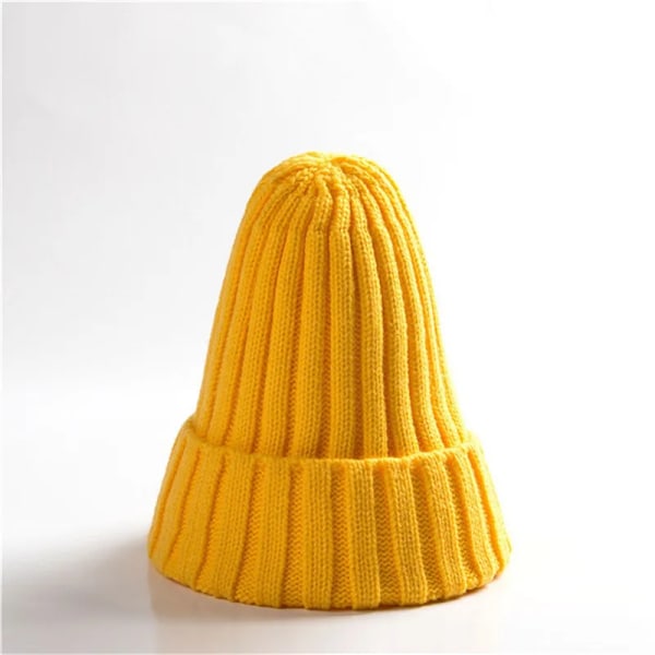 Unisex Bomullsblendade Varma Mjuka Stickade Mössor Hip Hop Vintermössor Beanies För Flickor Höstmössor Skullies Beanies Ginger yellow