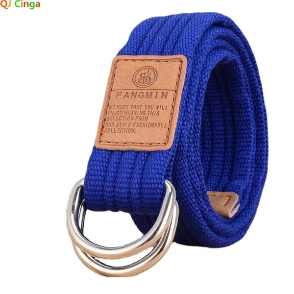 Canvasbälte för män och kvinnor i 20 färger Casual Business Jeans Dubbla Ring Spänne Bälten Utomhusvävd Cinturon Orange 100cm