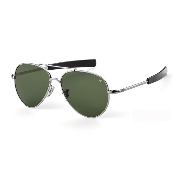 Aviation ovala Solglasögon Herr kvinnor 2022 märke American Army Military Optical AO körglasögon polit Double Bridge Oculos d sliver-green