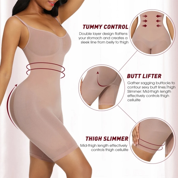 Body Shaper Fajas Colombianas Seamless Dam Bodysuit Slimming Waist Trainer Shapewear Push Up Butt Lifter Korsett Reductoras brown L