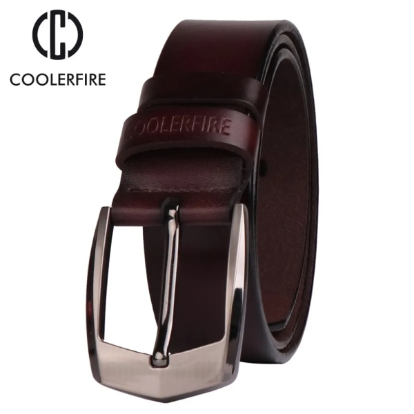 Coolerfire män högkvalitativt bälte i äkta läder lyxiga designerbälten män kosnmode Strap hane Jeans för män cowboy HQ043 COFFEE 115CM