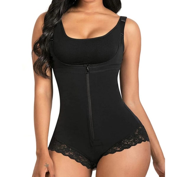 Body för kvinnor Shapewear Body Shaper Butt Lifter Ingen dyna Magkontroll Slimming Plus S-3XL Underkläder Fajas Colombianas Zipper Black S