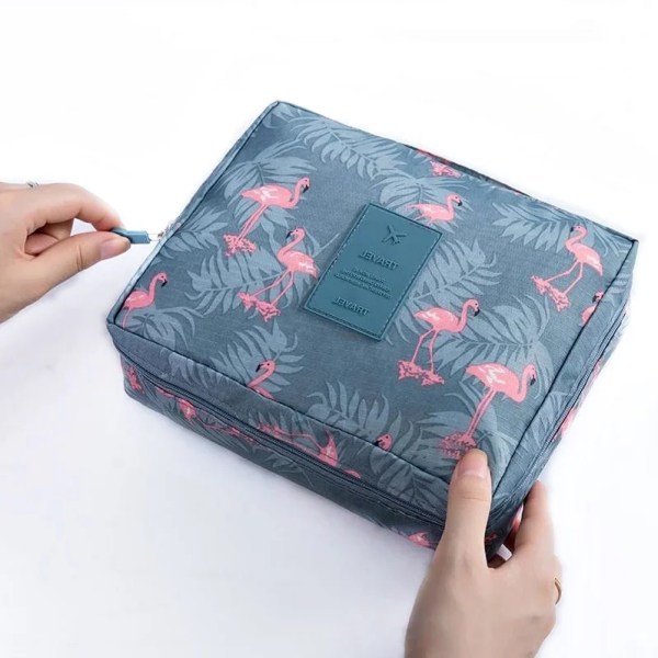 Ny bärbar multifunktion unisex resor kosmetisk väska för kvinnor och män Toalettartiklar Organizer Vattentät kvinnlig förvaring Sminkfodral Flamingo