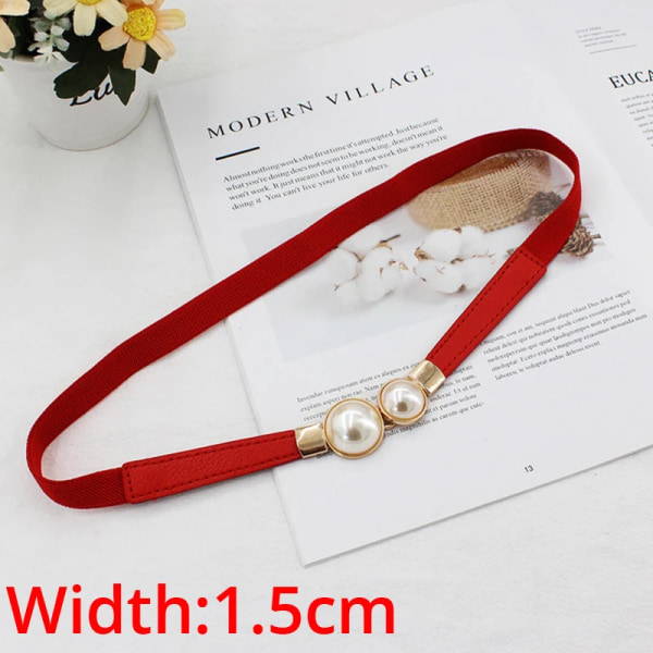Kvinnors brett bälte Kvinnlig Designer Mode Elastiskt band Klänning Jacka Lyxigt Bälte Tillbehör för kvinnor Brett bälte x218 Style 2-Red 60cm