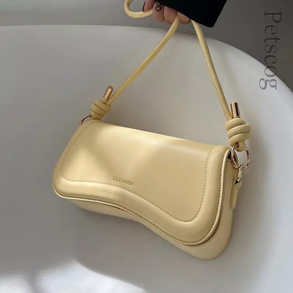 Petscog Luxury Designer Axelväskor Crossbody Väskor För Kvinnor Pu Läder Trend Kvinnlig Underarm Väska Mode Handväska Flap Handväskor Light Green (20cmMax Length30cm)