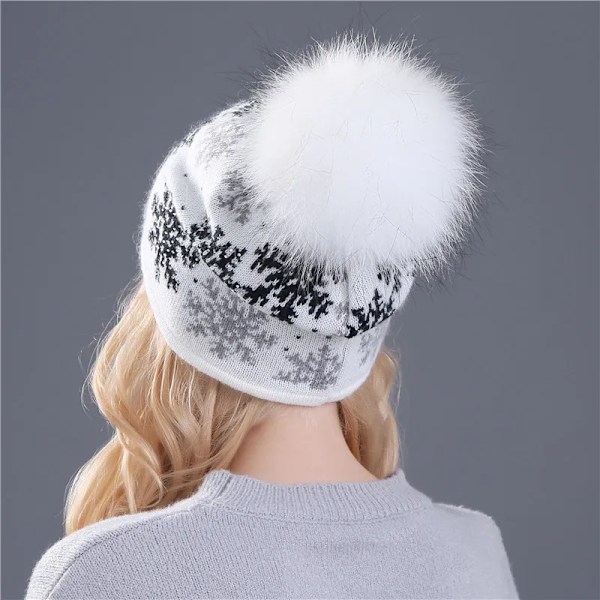 2016 Ny FemininoMink Pom Pom Vintermössa för Kvinnor Flickmössa Stickad Tjock Beanie Skullies Mössa multi