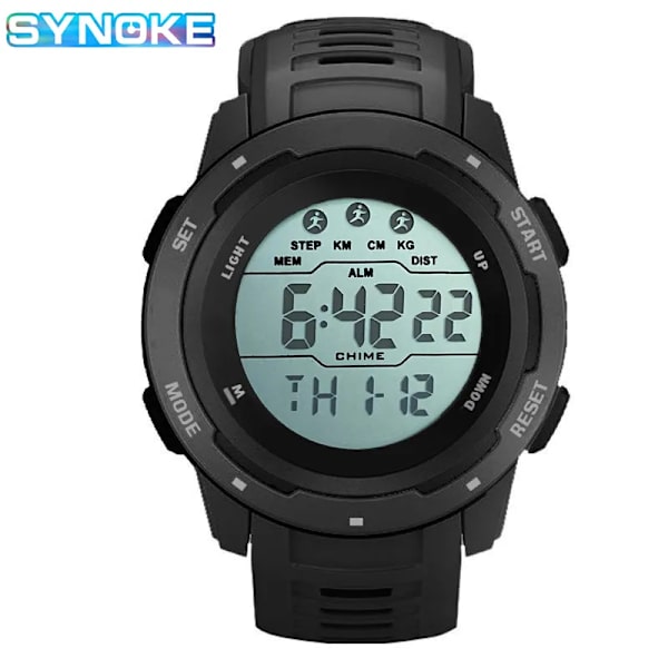 SYNOKE Märke Herr Watch Herrsportklockor Timing Funktion Väckarklocka Vattentät 50M Digitalklocka Watch Red