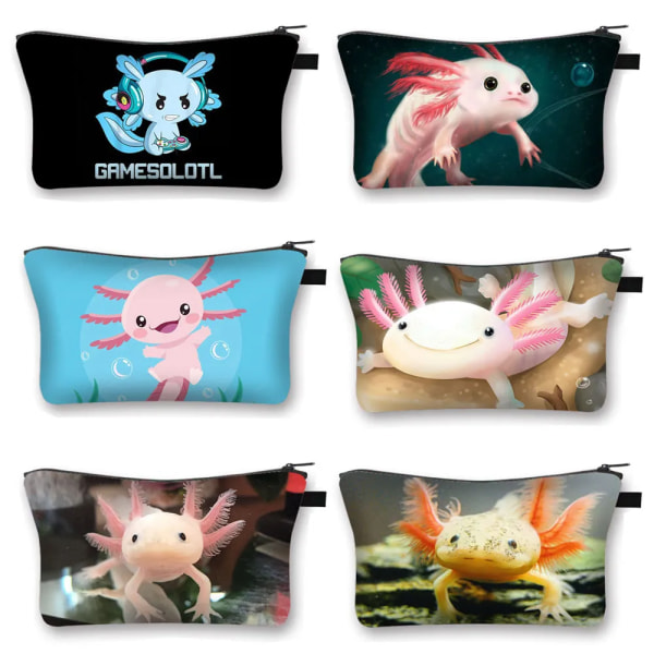 Söt Axolotl Case Gamesolotl Gamer Sminkväskor Kawaii Toalettartiklar Arrangörer Liten handväska Flickor Casual Kosmetikväska shzbxqdw01cw