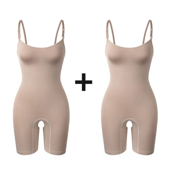 Shapewear för kvinnor Waist Trainer Seamless Body Shaper Briefer Faja Tummy Control Butt Lifter Nude-2 pieces M