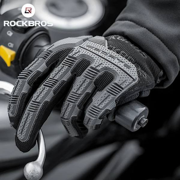 ROCKBROS Cykelhandskar Thermal Höst Vinterhandskar Vindtäta SBR Touch Screen Cykelhandskar Fullfinger Stötsäkra Sporthandskar S109-1BR M