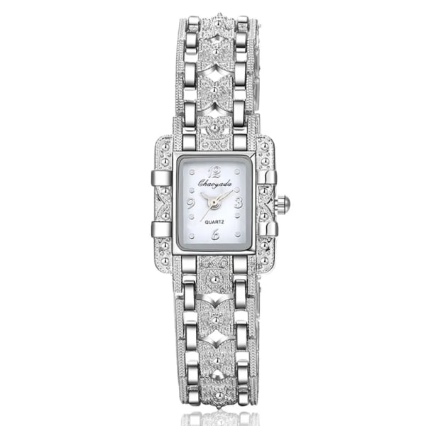 Damklocka Watch Silver Rostfritt stål Kristallklockor Mode Quartz For Women damer major relojes Relojes Blue