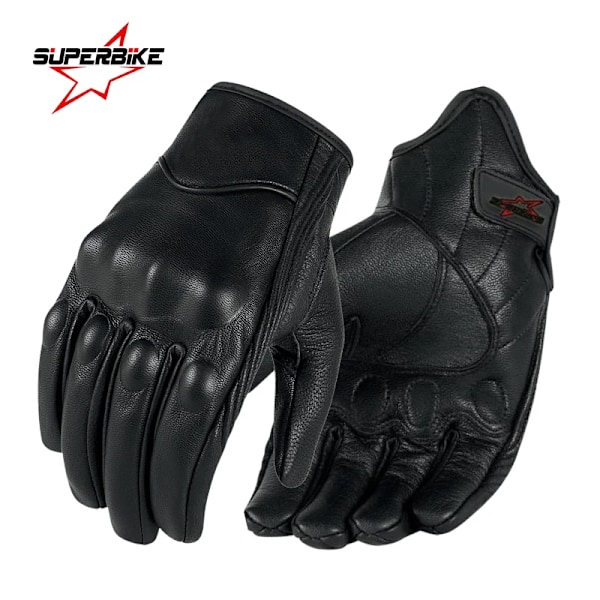 Motorcykelhandskar Läder Touch Herr Äkta Getläder Sport Cykelhandske Motorcykel Racing Guantes De Moto Luvas De Motocicleta No-perforated M