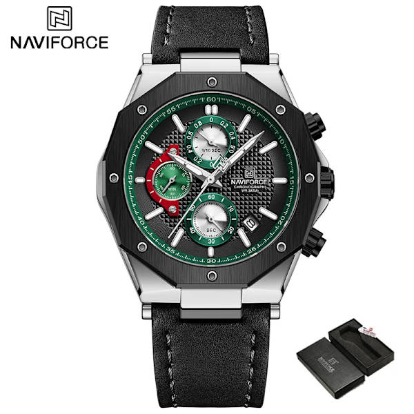 Nya NAVIFORCE klockor Top Lyx Märke Sport Watch Läder Vattentät Business Mode Kronograf Armbandsur Auto Date WIith Box5