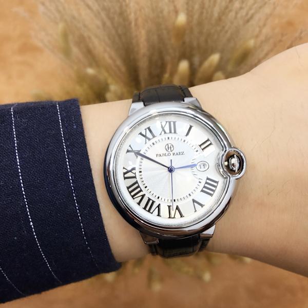PABLO RAEZ 2023 Nytt toppmärke Lyxmode herrklockor Sportkalender i äkta läder Drop Causla Relogio Masculino With date Black 42mm