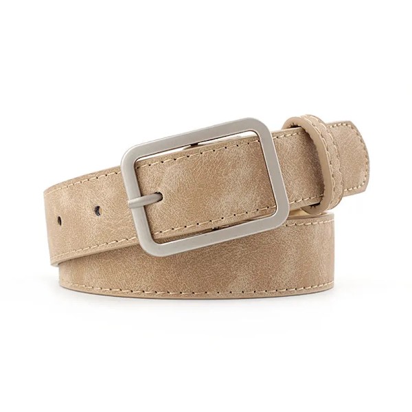 2020 105 cm läder midjerem Bälte Svart Brun hög kvalitet Dam fyrkantiga metall Spänne bälten Dam Dam Bälten för jeans Khaki