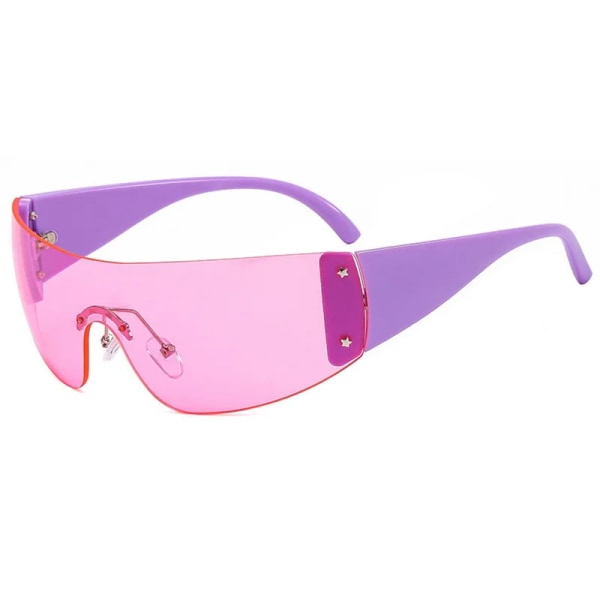 Lyxiga Punk Sportsolglasögon Dam Märkesdesigner Y2K One Piece Solglasögon Män Goggle Shades UV400 Femstjärniga modeglasögon C-pink 1 pair