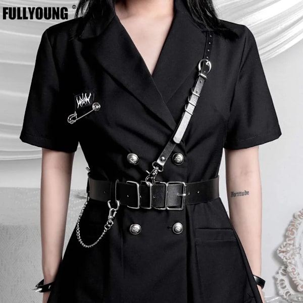 Mode Lyxbälten för kvinna Svart Pu-lädersele Midjebälte Goth Korsett Bondage Bälte Damaccessoarer Gotiska kläder belt 5 Adjustable