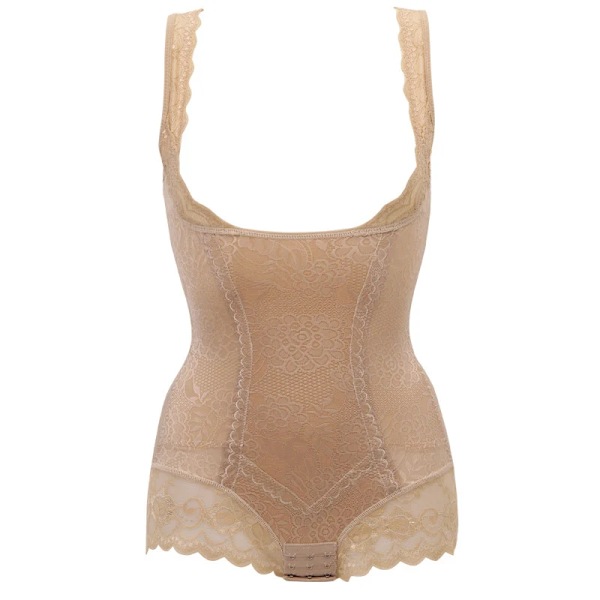 One Piece Sexig Spets Volang Tight Skinny Dam Body Shaper Underkläder Shapewear Kvinnlig Waist trainer Mage Platta korsetter Beige M