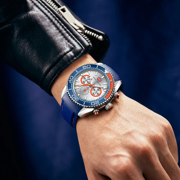 Watch för män Multifunktions sportarmbandsur Lyxmärke Vattentät Relogio Masculino Reloj Hombre Silikonrem Blå 0426 MF0426G02B