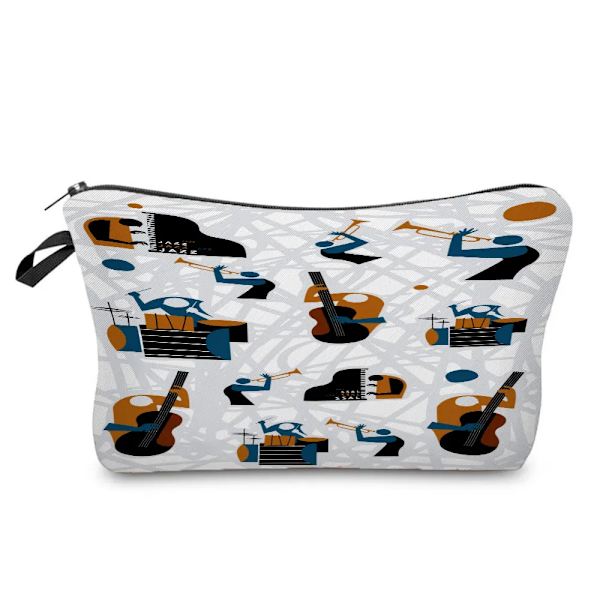 Högkvalitativ organizer Bärbart case Piano Gitarrmålning Dam Sminkväska Värmeöverföring Musiknoter Print Kosmetiska väskor hz0871 Music Bag