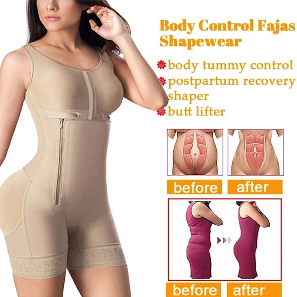 Dam Fajas Colombianas Front Krokar Waist Trainer Kroppsformare Magen Smalning Shapewear med BH Underkläder Корсет SKims skin L