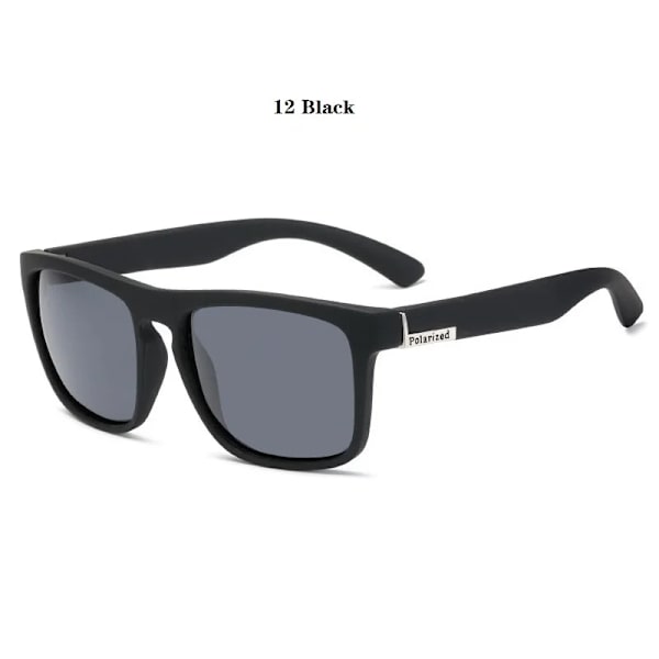 Lyxiga retropolariserade solglasögon Män Kvinnor Mode Kvadratisk Märke Designer Kör Solglasögon Svarta solglasögon Fiske Anti-bländning 12 Black