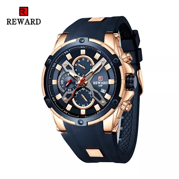 BELONING Nya kvartsklockor för män Lyxmärke Big Dial Watch Vattentät Sportarmbandsur Silikonband Kronografklocka Rose Black