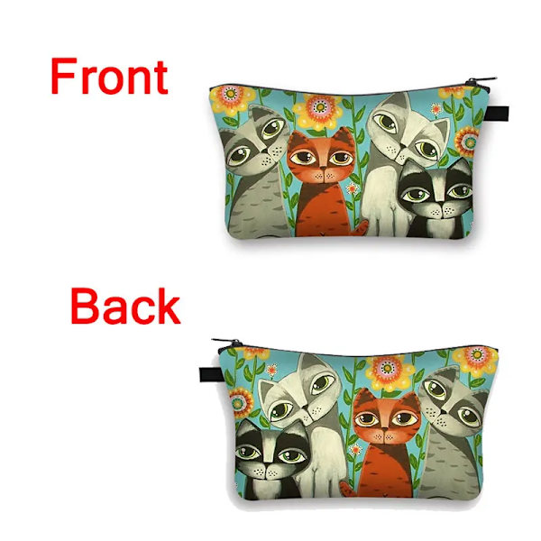 Söt Print Case Dam Sminkväskor Tecknad Kattunge Kosmetikväskor Flickor Förvaringsväska Rolig katt Cosplay Mona Lisa shzbmaot52