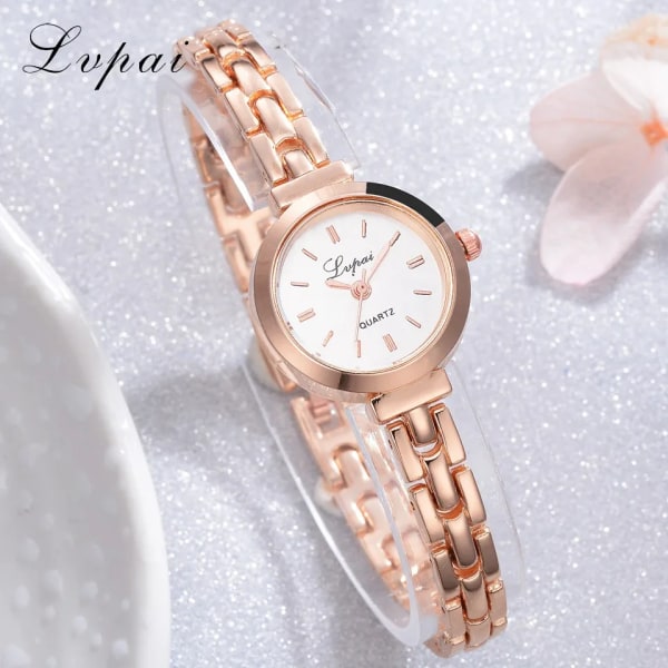 Lvpai Brand Mode Armband Dam Klockor Enkel Design Klassisk Rostfritt stål Analog Quartz Watch Lyx Relogio 2018 Rose Gold Black