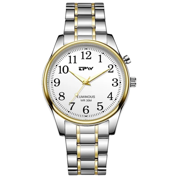Light Up Watch Dial Full Luminous Face 40mm Easy Reader Rostfritt stål Rem 3ATM Silver