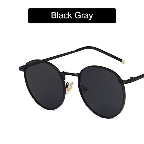 1PC Retro Vintage Runda Solglasögon Dammode UV400 Skyddsglasögon Metallram Utomhuskörning Fiske Solglasögon Black Gray