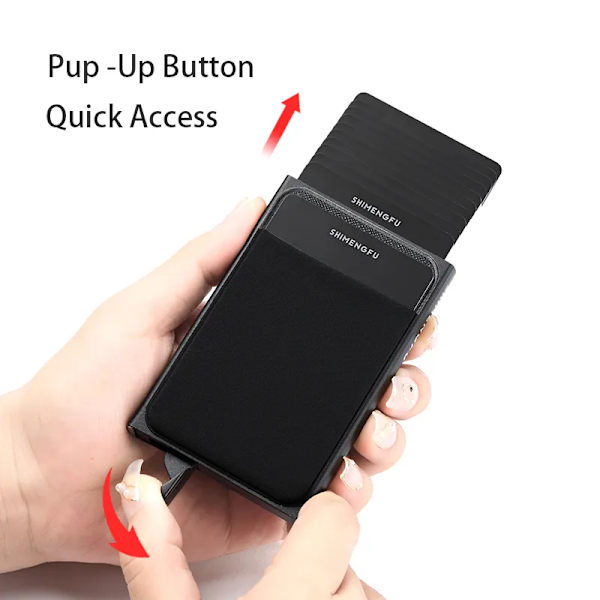 Pop Up RFID ID-korthållare Man Plånbok Minipaket Aluminium Metall Skyddsutrustning Förvaringsväska Smart Quick Release Damväska 7 Cards Red