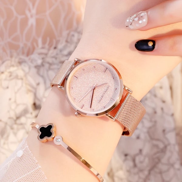 Sahara Desert Dial New Design 2021 Top Brand Luxury Japan Quartz Armbandsur Rostfritt stål Rose Gold Vattentät watch för kvinnor CX36-WFH2
