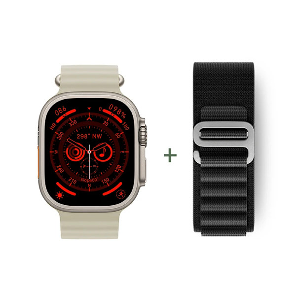 HK8 Pro Max Ultra Smart Watch Herr 49mm AMOLED Skärm Kompass NFC Smartwatch Blodtryck Fitness Klockor för Android IOS Grey-Alpine black
