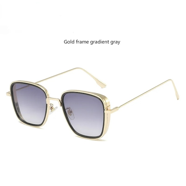 Retro fyrkantiga solglasögon Män Tony Stark Solglasögon Lyxmärke Designer Steampunk Solglasögon Röd Svart Solglasögon Dam UV400 gold- gray c5 Other