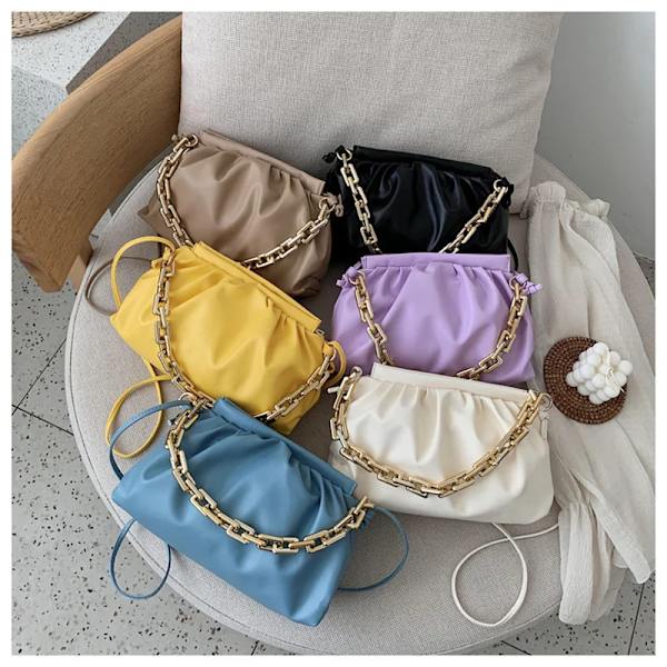 Retro Kvinnor Dumplings Messenger Bag Designerkedja Nytt mode Moln Kvinnlig Crossbody Axelväska Tide Handväska Clutchväska PE 28X17X9cm