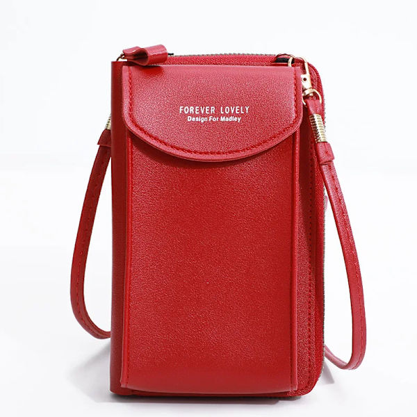 Kvinnor Telefon Crossbody Väska Pu Läder Mini Shoulder Messenger Bag Rese Bärbar myntväska Kortväska Väskor för flickor Plånböcker B Wine Red