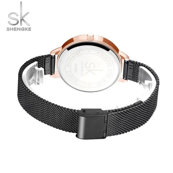 Shengke Crystal Watch Lyxmärke Dam Klänning Klockor Original Design Quartz Armbandsur Creative SK Watch For Women rosegoldband