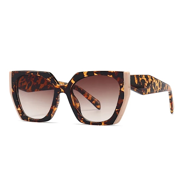 Nytt modemärke Designer Irregular Square Solglasögon För Kvinnor Män Retro Modern Cat Eye Dam Solglasögon Ins Trendiga nyanser Leopard Pink Grey As the picture