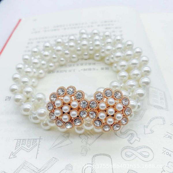 Trendig pärla midjekedja Dammode Rhinestone Elastisk klänning Midjeband Dam Designer tunna midjebälten Kläder Accessoarer Type 14 115cm