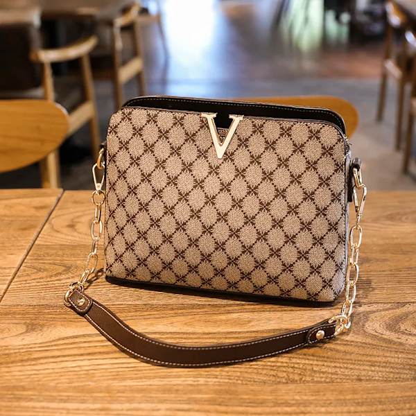 Axelväska För Kvinnor Ny Trend Lyx Designer Crossbody Messenger Pu Läder Mode Kvinnliga Dam Rutiga Telefon Handväskor Beige