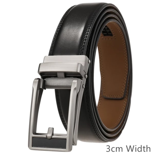 Märke 3 cm Bredd Herr Business Casual Bälten Äkta läder Herr Enkelt Bälte Modedesigner Formell kostym Bälte B908 Black 3 120cm